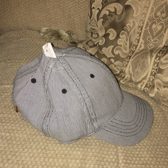 🔘NWT Black & White Thin Striped Baseball Cap - Picture 4 of 8